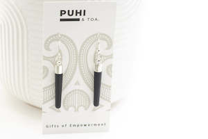 Solid Arotahi Earrings - Black Resin