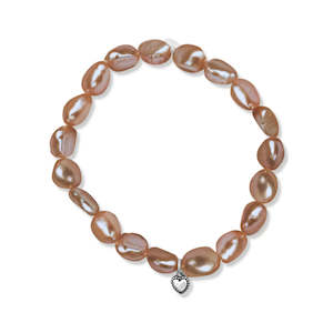 La Pierre Pink Keshi Pearl Stretchy Bracelet