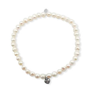 La Pierre White Fresh Water Pearl Stretchy Bracelet