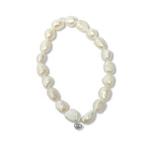 La Pierre White Keshi Pearl Stretchy Bracelet