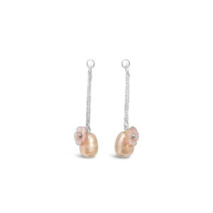 Mère Mother of Pearl Pink Flower Earrings