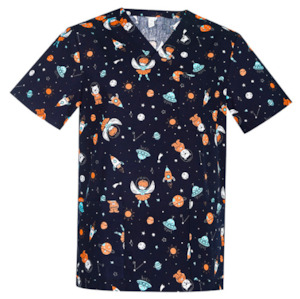 Mens Space Party Scrub Top