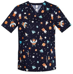 Screen printing: Womens Space Party Scrub Top