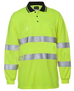 Screen printing: HI VIS BIO MOTION (D+N) L/S POLO WITH REFLECTIVETAPE