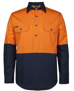 Screen printing: Hi Vis Close Front L/S 150g Work Shirt