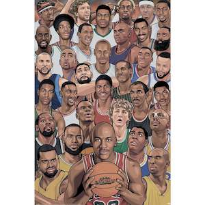 Basketball Legends Montage Colour Maxi Poster