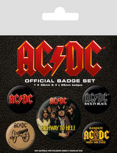 AC/DC Logo Set Of 5 Badge Pack