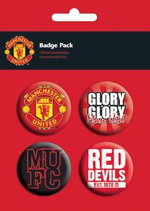 Paper product wholesaling: Manchester United Football Club Red Devils Set Of 4 Badge Pack