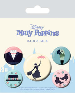 Paper product wholesaling: Mary Poppins Movie Set Of 5 Badge Pack