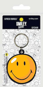 Smiley World Face Rubber Keychain