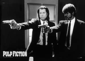 Paper product wholesaling: Pulp Fiction Guns Postcard