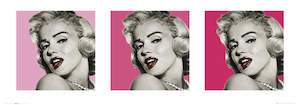 Marilyn Monroe Pink Triptych 33x95cm Art Print