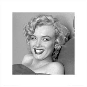 Marilyn Monroe Smile Black and White 40x40cm Art Print