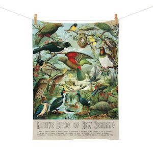 NZ Native Birds Tea Towel