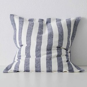 Luca Stripe Linen Cushion - Ocean (50cm)