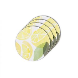 Sicily Lemon Round Coaster Set (4pc)