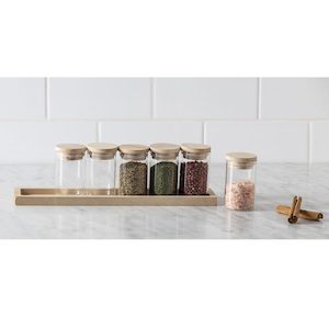 Spice Jar Set With Wooden Tray (7pc)