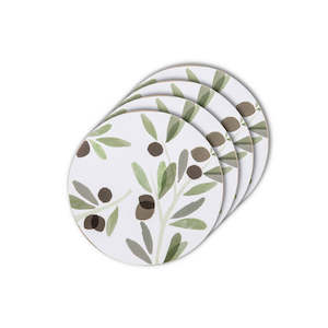 Sicily Olive Round Coaster Set (4pc)