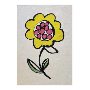 Flower Pops Tea Towel - Yellow