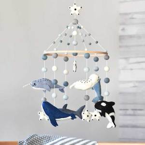 Handmade NZ Wool Baby Mobile - Ocean Animals