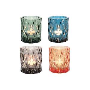 Homewares: Glass Tea Light Holder Set - Gem (4pc)