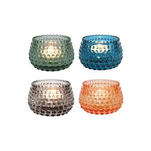 Glass Tea Light Holder Set - Bubble (4pc)