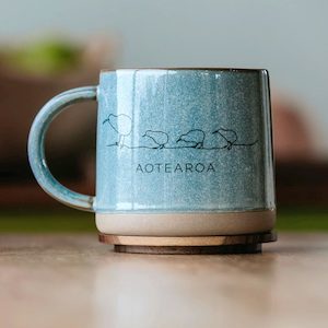 Ceramic Glazed Mug & Coaster Lid - Kiwi