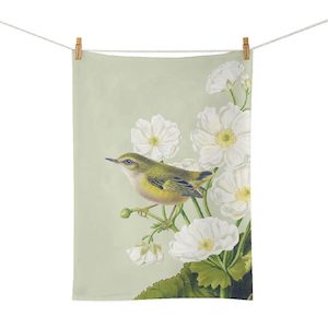 Rifleman & Mt Cook Lily Tea Towel