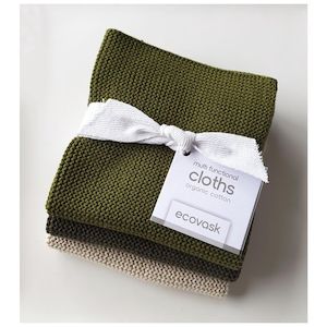 Organic Cotton Multi-Functional Cloths (3pk)  - Moss Green