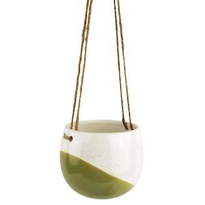 Homewares: Avery Hanging Planter - Small Green