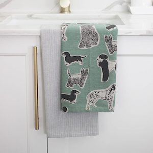 Woof Tea Towel Set - Aqua Storm (2pc)