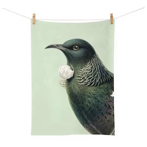 Homewares: Hushed Green Tui Tea Towel