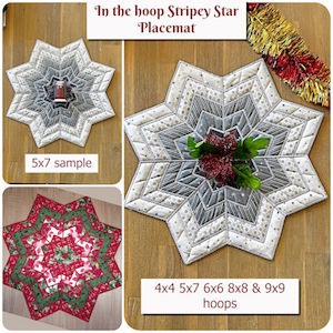 Craft material and supply: arrow_circle_down In the hoop Stripey Star Placemat