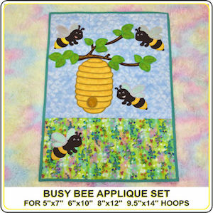 arrow_circle_down Large Applique Busy Bee Set