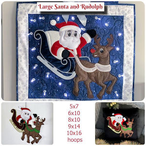 arrow_circle_down Large Applique Santa and Rudolph