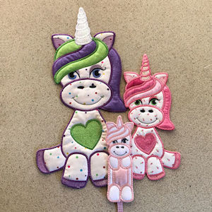 arrow_circle_down Large Applique Unicorn and Bookmark