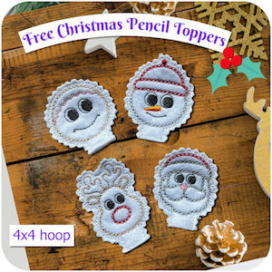 arrow_circle_down Free In the hoop Christmas Pencil Toppers