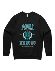 Clothing: Apai Manono Varsity Crewneck 5100 - AS Colour - Aqua Print