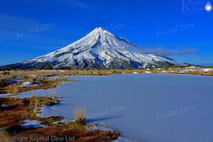 Taranaki From Pouakai Tarn In Winter-3