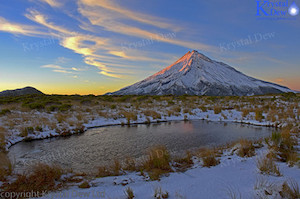 Taranaki From Pouakai Tarn At Dawn-2