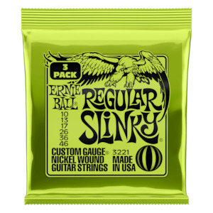 Ernie Ball 3 pack Regular Slinky Electric Guitar strings 10-46