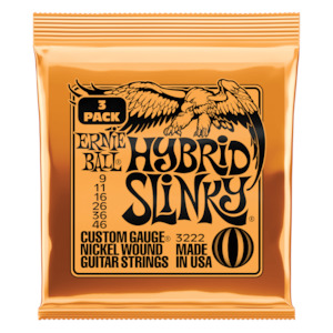 Ernie Ball 3 pack Hybrid Slinky Electic Guitar strings 9-46