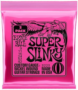 Ernie Ball 3 pack Super Slinky Electric Guitar strings 9-42