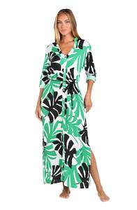 Sunshine 79 Monstera Button Up Maxi Dress