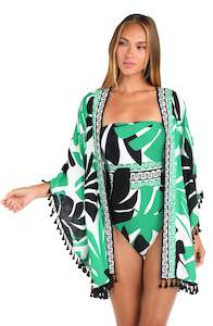 Sunshine 79 Monstera Open Front Kimono