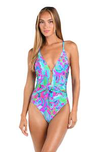 Sunshine 79 Swirltopia V-Plunge One Piece