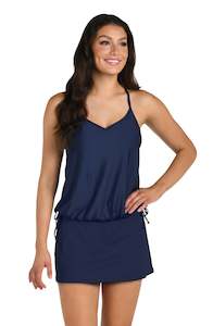 24th & Ocean Solid Underwire V-Neck Blouson Tankini Top