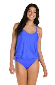 24th & Ocean Solid Underwire V-Neck Blouson Tankini Top