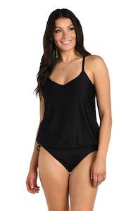 24th & Ocean Solid Underwire V-Neck Blouson Tankini Top