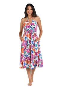 Flor De Paradiso Halter Midi Dress Cover Up